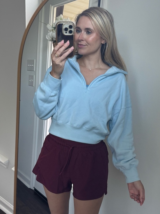 Reflex Tops - Reflex Light Blue Quarter-Zip Cropped Hoodie
